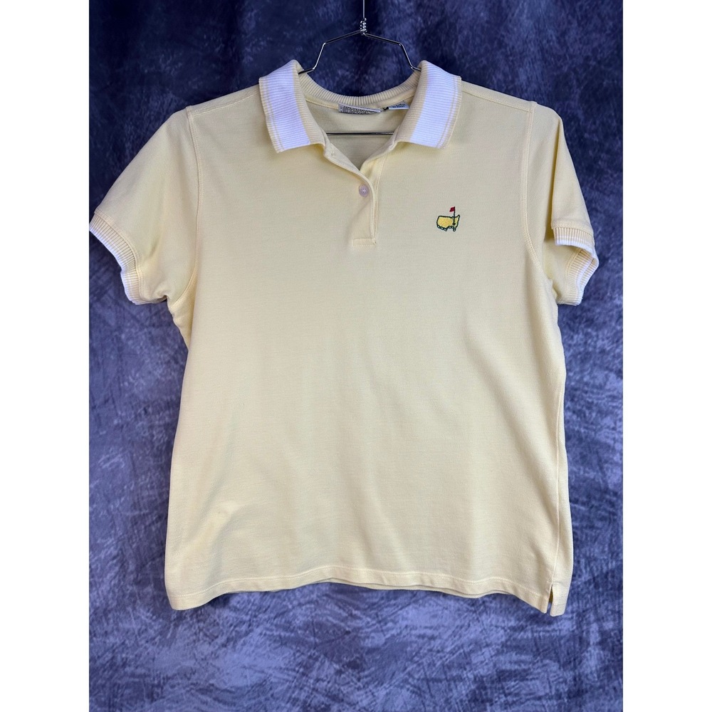 Masters Collection Polo Shirt Womens Large Yellow Cotton Embroidered Logo Golf